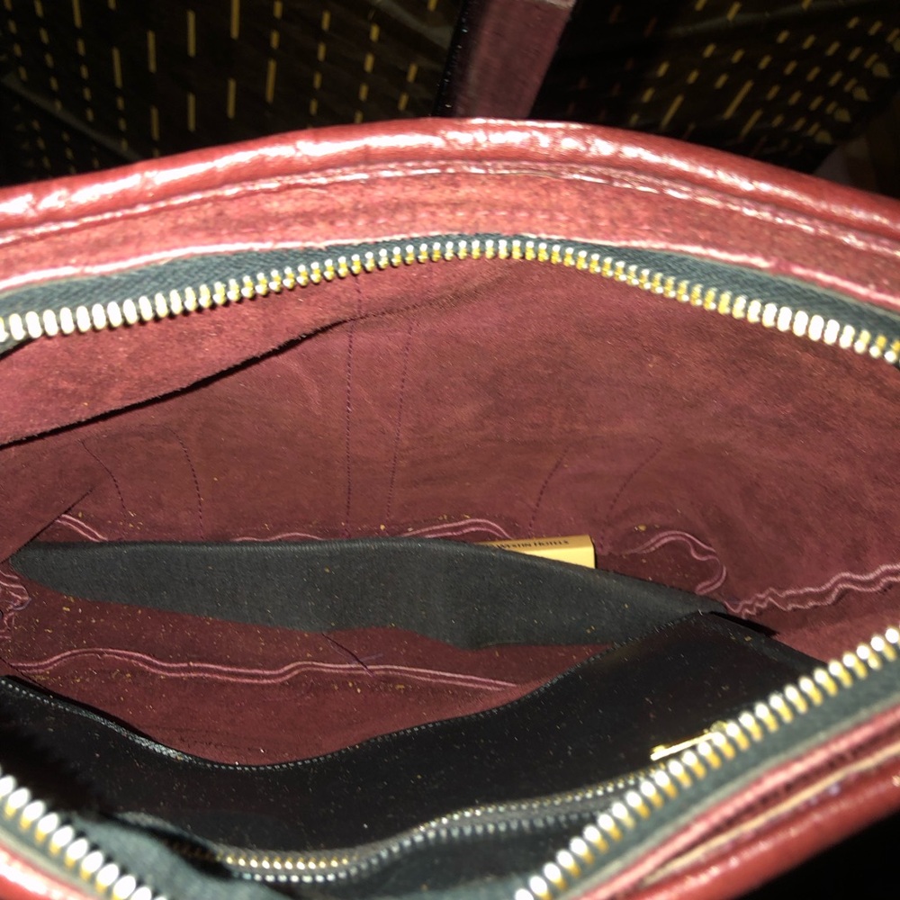 Vintage Burgundy, suede-leather Crossbody purse. - Picture 14 of 16